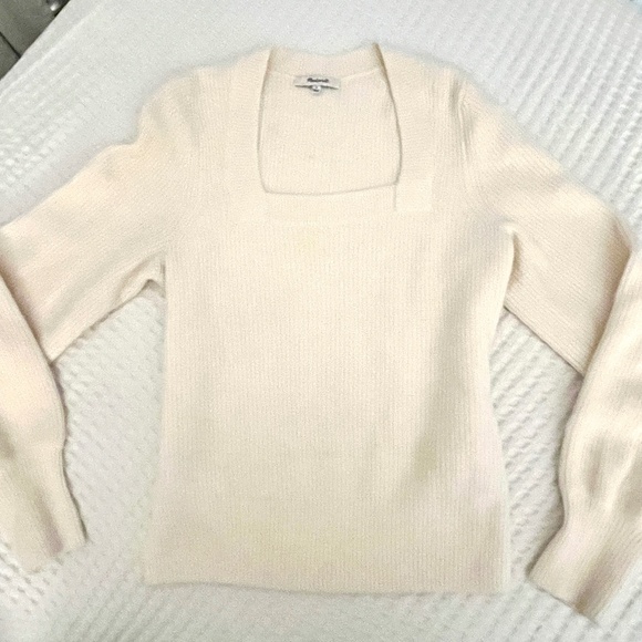 Madewell Women's SoftWool Ribbed Square-Neck Pullover Sweater. - Picture 2 of 6